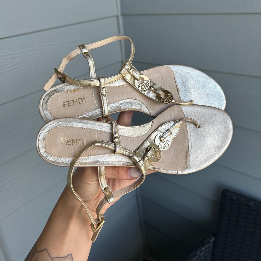 Vintage Authentic Fendi Gold Sandals
